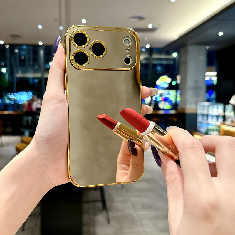 Phone Cases Best - Luxe effen kleur schokbestendig make-upspiegel telefoonhoesje