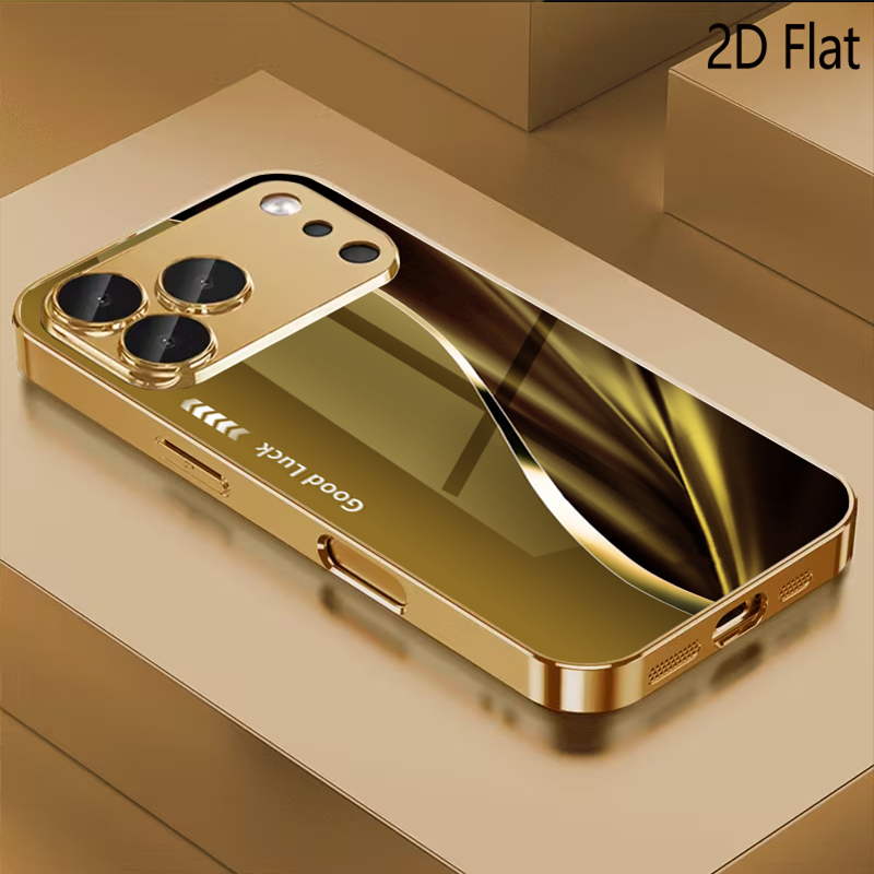 Phone Cases With Camera Cover - Geborduurd patroon van gehard glas voor