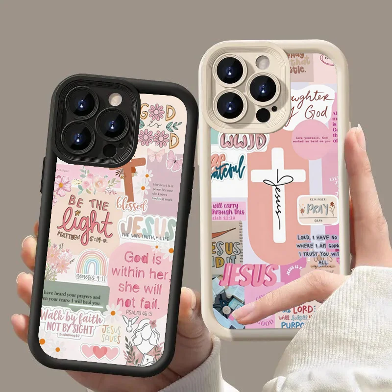 Phone Cases Jesus - Slogan met roze kruis grafische telefoonhoes