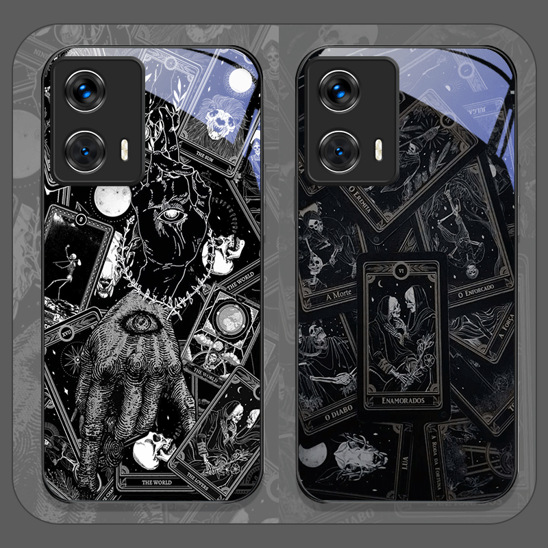 Phone Cases Motorola - Vintage Gotische Tarotkaarten Geprint Gehard Glas