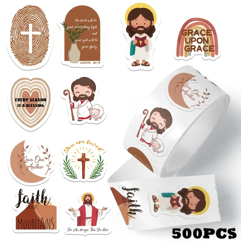 Phone Cases Jesus - 500 stuks/rol Jezus-stickers Prachtige accountmaterialen Telefoonhoesjes