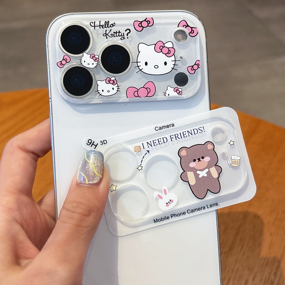 Phone Cases With Camera Cover - Schattige cartoon camera beschermfolie voor iPhone