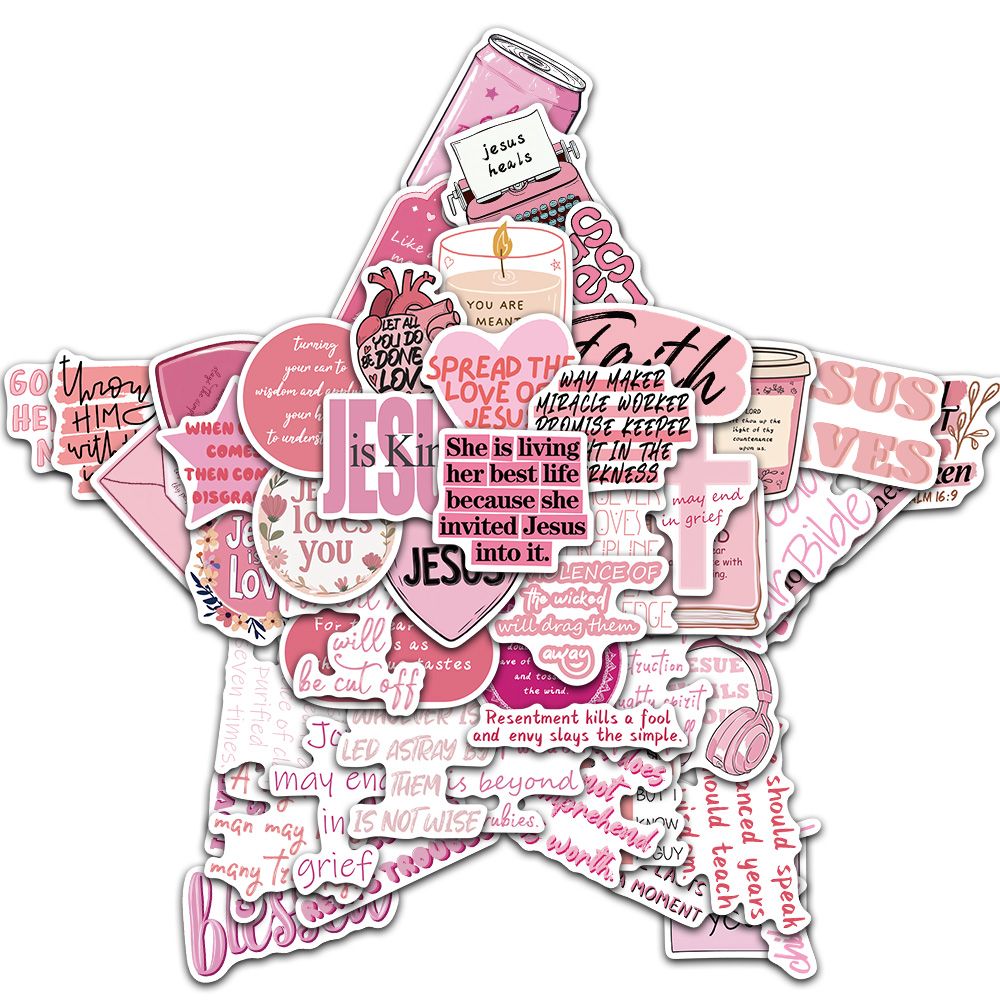 Phone Cases Jesus - 50/100PCS Roze Bijbel Jezus Graffiti Stickers