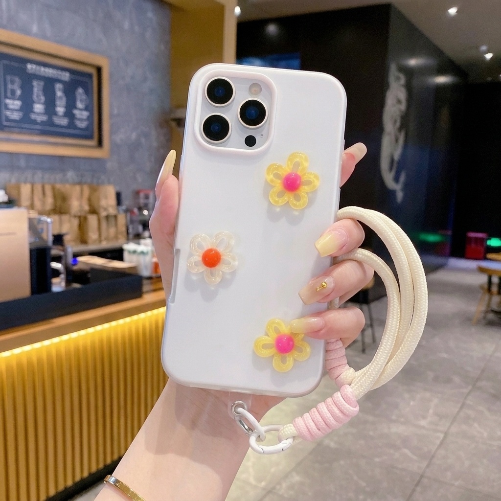 Phone Cases Diy - Wit met 3D DIY kleurrijk bloemenkoord