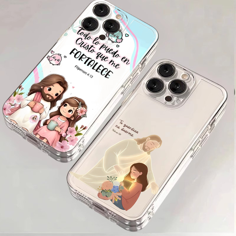 Phone Cases Jesus - Cartoon Jezus En Ik Bijbelvers Print