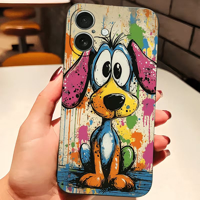 Phone Cases Bulk - Graffiti gekleurde puppy TPU telefoonhoesje voor