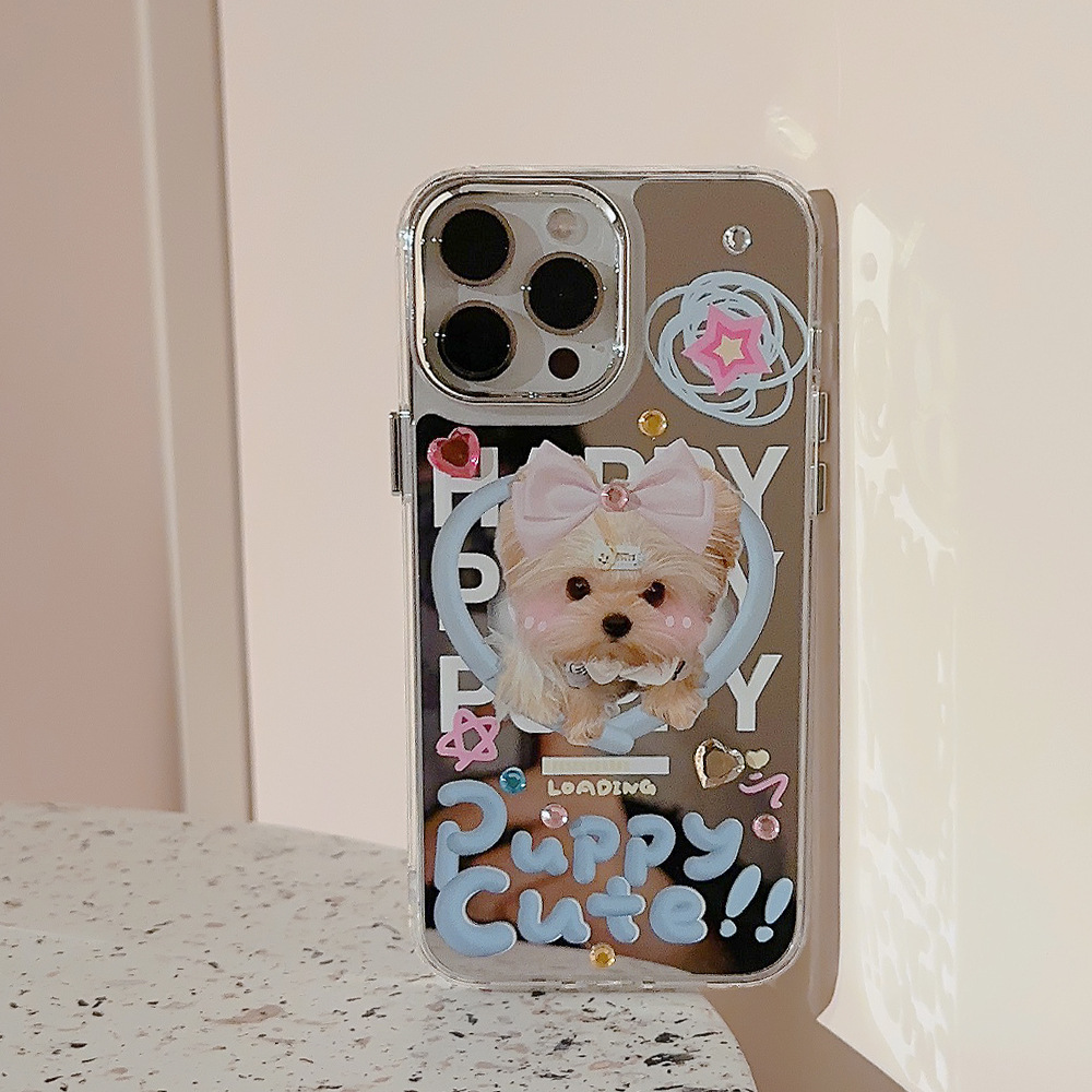 Phone Cases Diy - Schattig cartoon puppy DIY diamant-plating spiegel