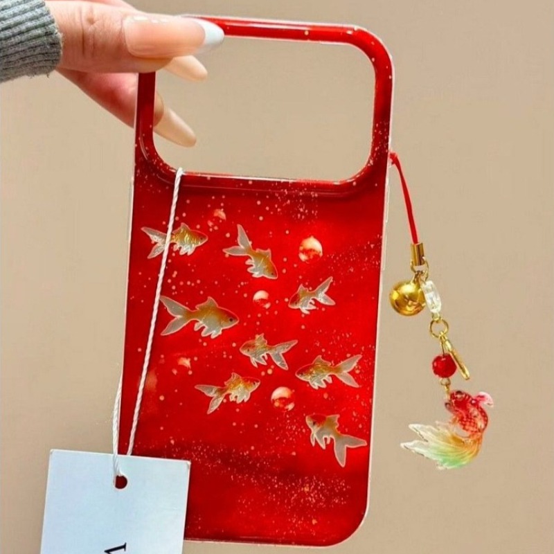 Phone Cases Redbubble - Geluksbrenger Rode Glitter Gouden Vis &