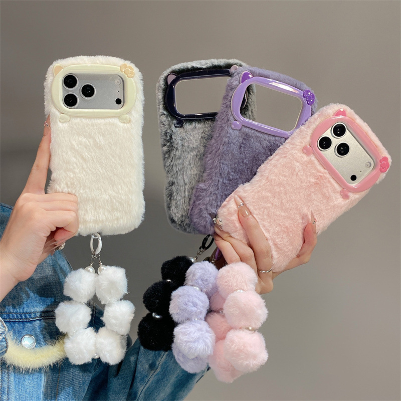 Phone Cases Popular - Luxe effenkleurige pluche telefoonhoes voor iPhone