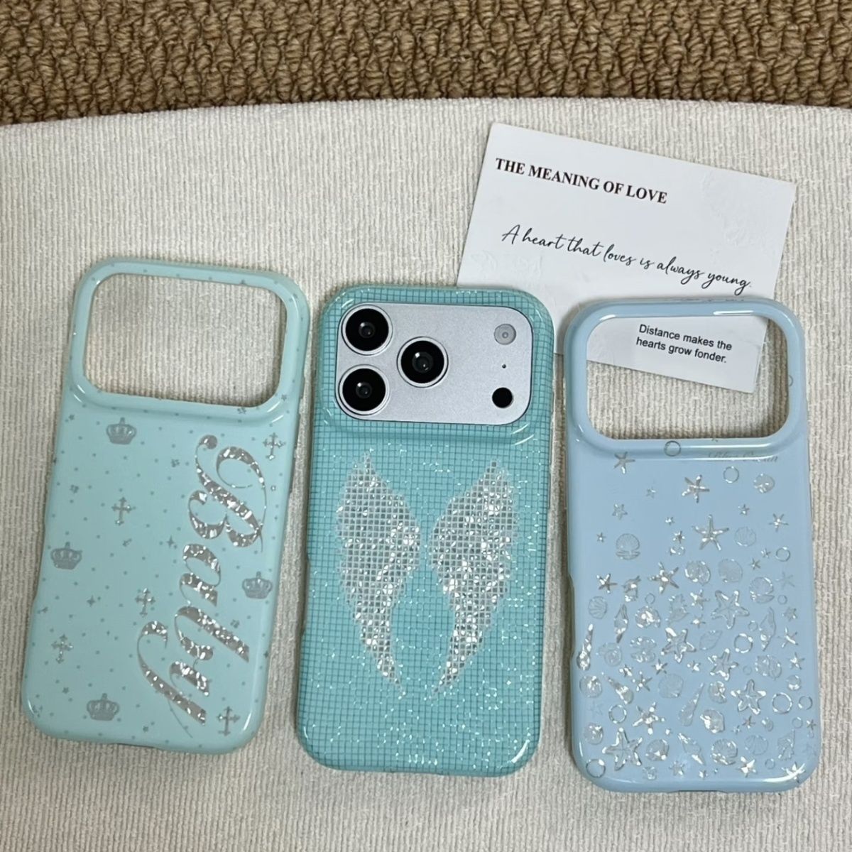 Phone Cases Bulk - Koreaanse Mintkleurige Engelse Kruis Engelenvleugels Telefoonhoesje