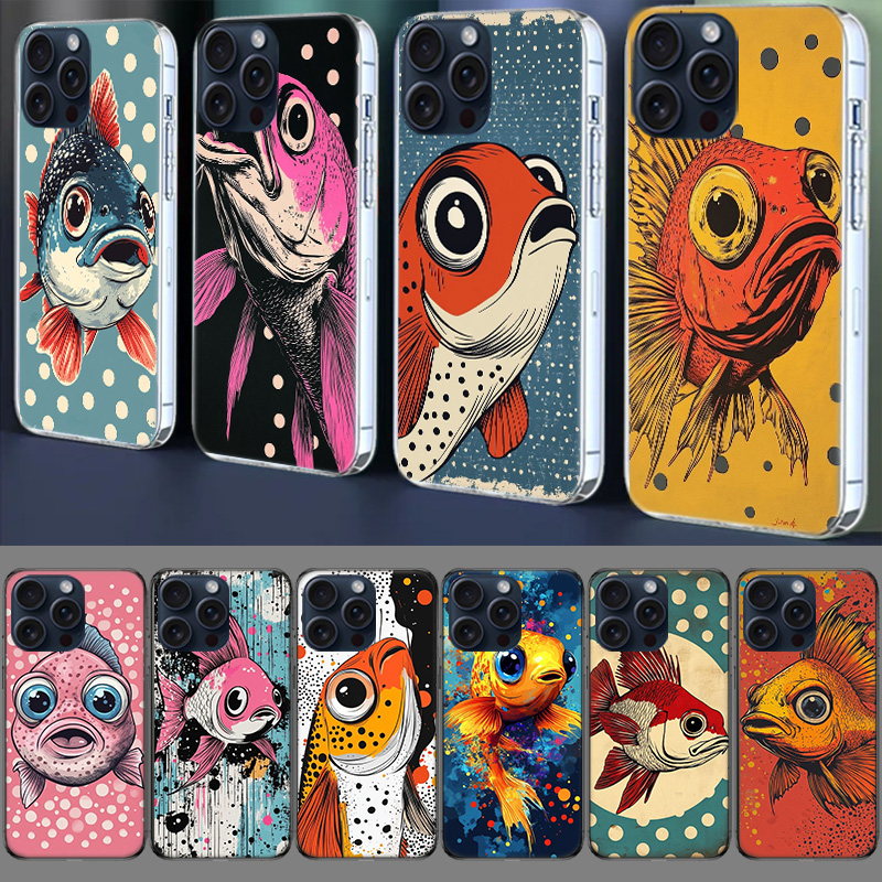 Phone Cases Drawing Ideas - Pop Art tekenideeën vis transparante telefoonhoesje