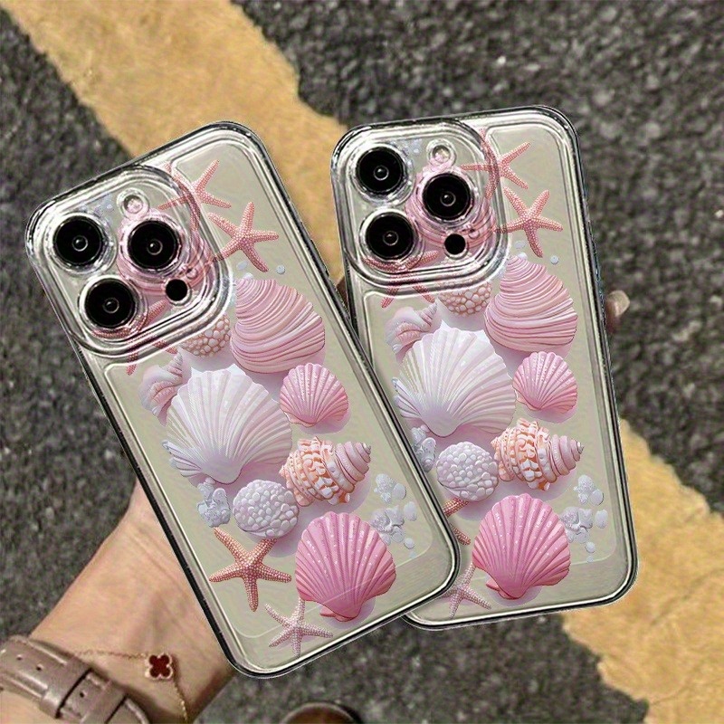 Phone Cases Transparent - Trendy roze schelp telefoonhoesje voor iPhone