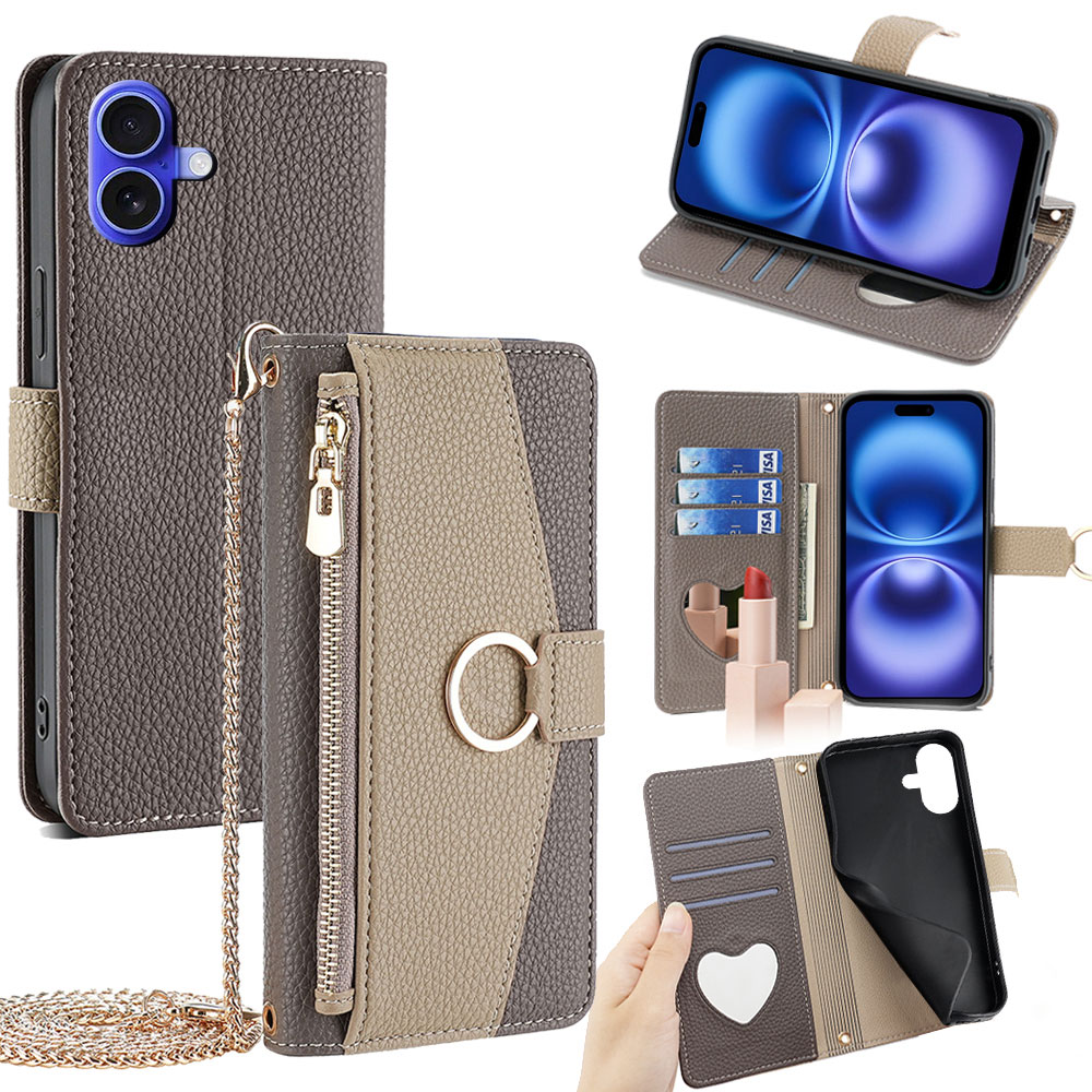 Flip Leather Case - Zakelijk Crossbody Telefoonhoesje voor iPhone 17