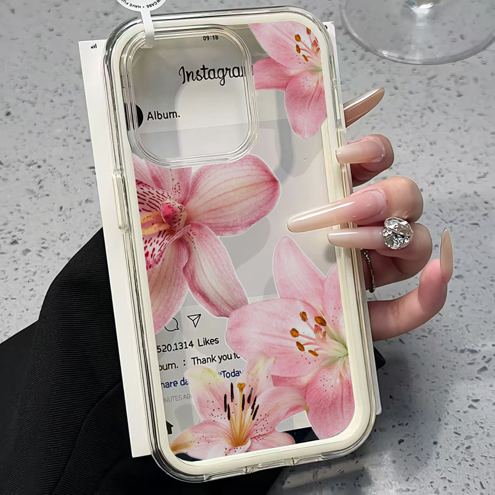 Phone Cases Transparent - Roze Lelie Bloem Transparante Telefoonhoesje voor