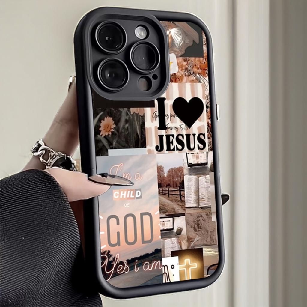 Phone Cases Jesus - Jezus Collage Patroon Dikke Schokbestendige Telefoon