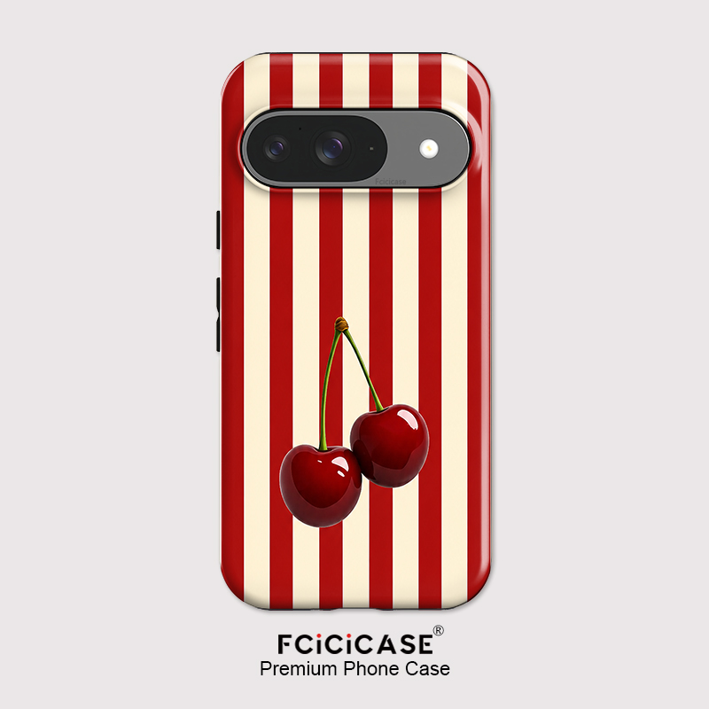 Phone Cases Google Pixel 10 - Fcicicase Telefoonhoesje met kersenstrepenpatroon voor Google