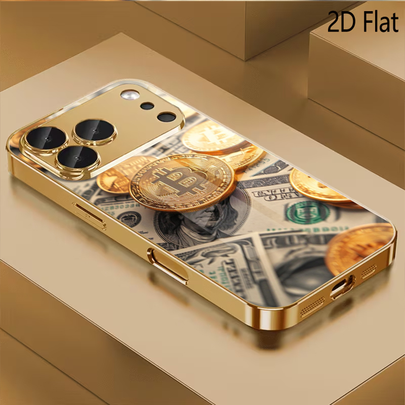 Phone Cases With Camera Cover - Bitcoin print Gepatroneerd gehard glas ontwerp