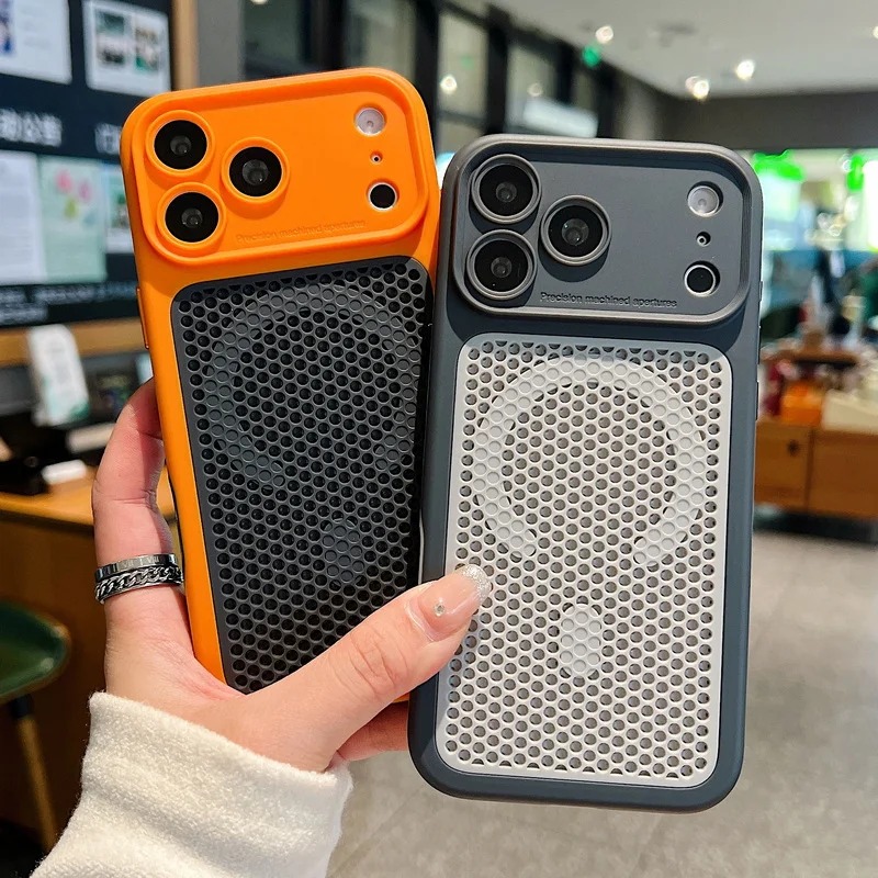 Heat Dissipation Case - Warmteafvoerend gaas ademende magnetische telefoonhoes voor