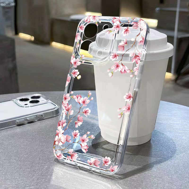 Phone Cases Best - Roze bloem ontwerp transparant telefoonhoesje voor