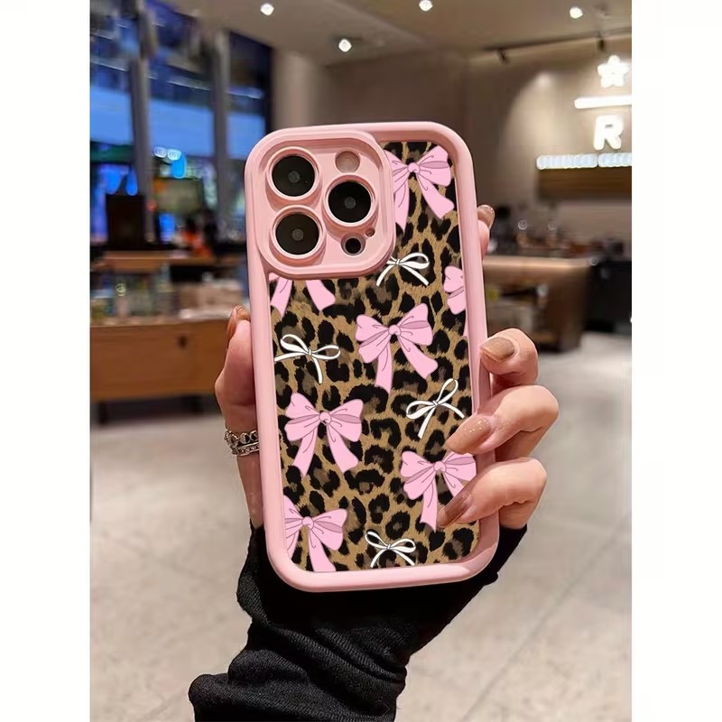 Phone Cases Iphone 13 - Telefoonhoesje met luipaardprint en strik voor