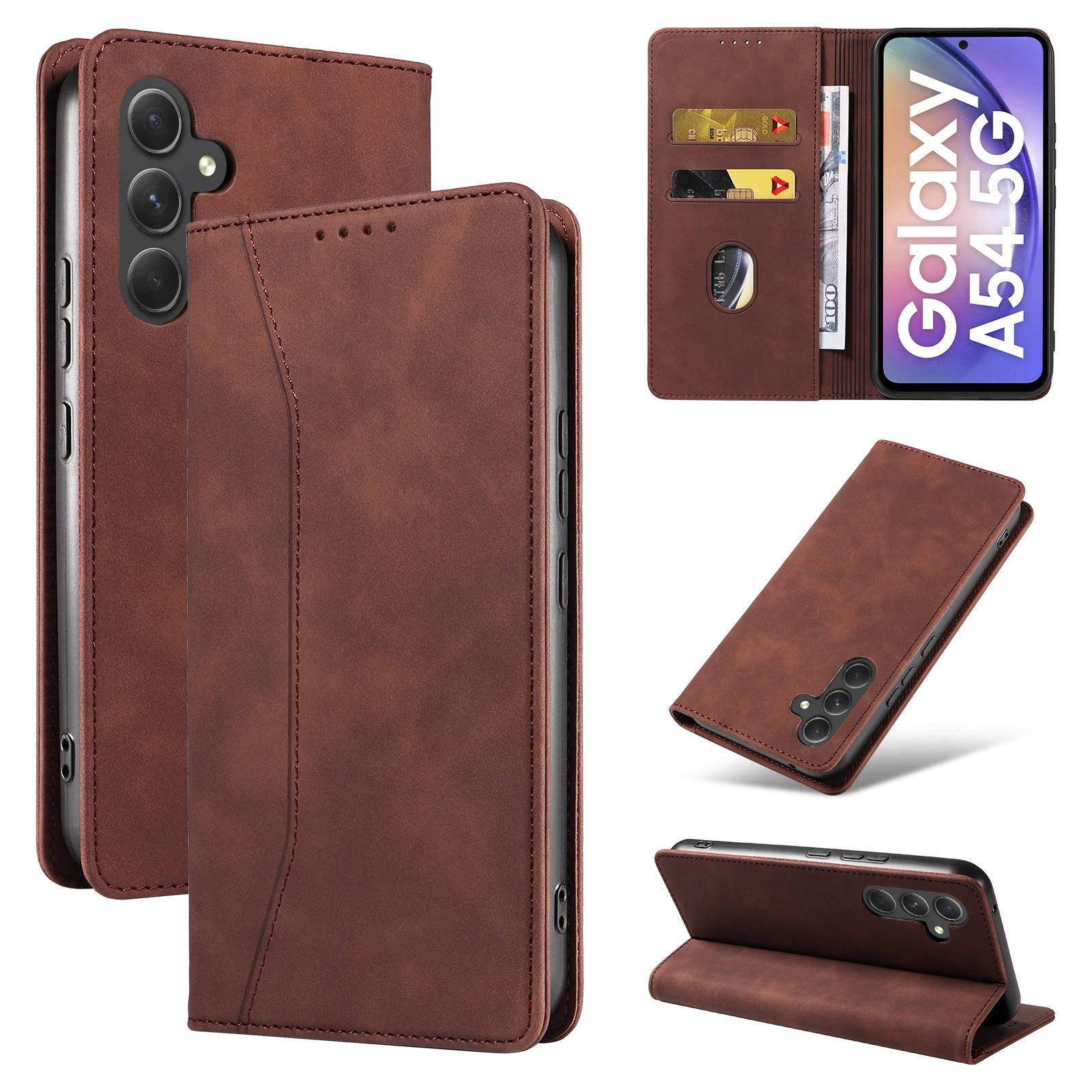 Leather Folio Wallet Case - Flip Portemonnee Hoesje Voor Samsung Galaxy