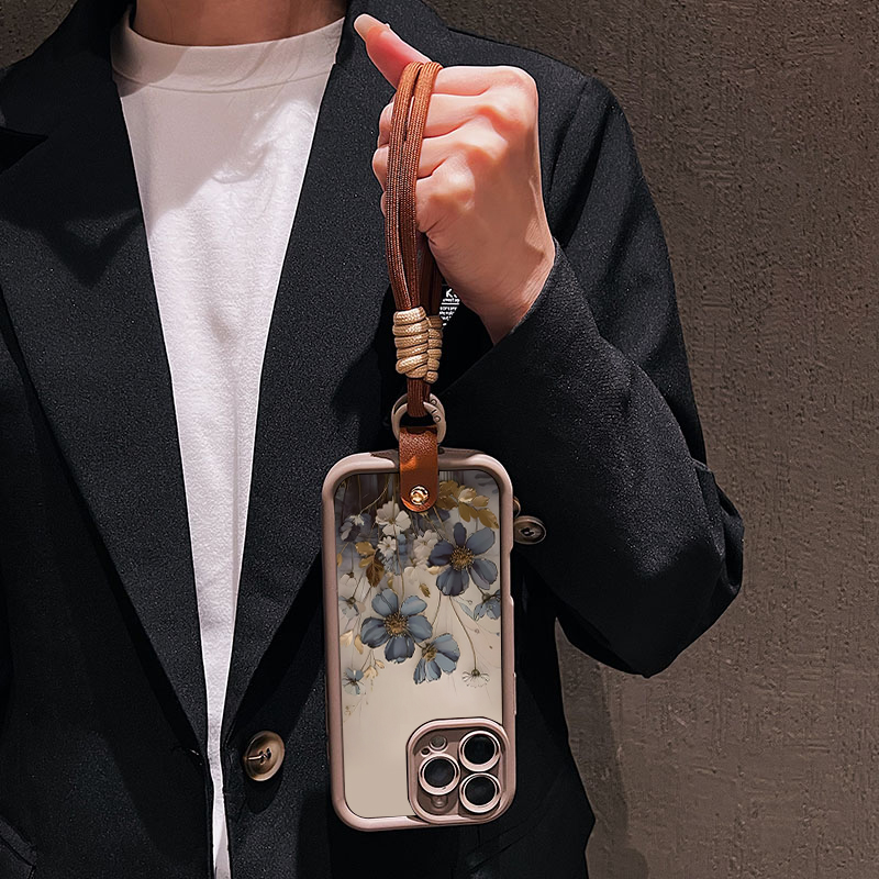 Blauwe bloemen lanyard bandje  - Phone Cases With Straps recensie en prijs