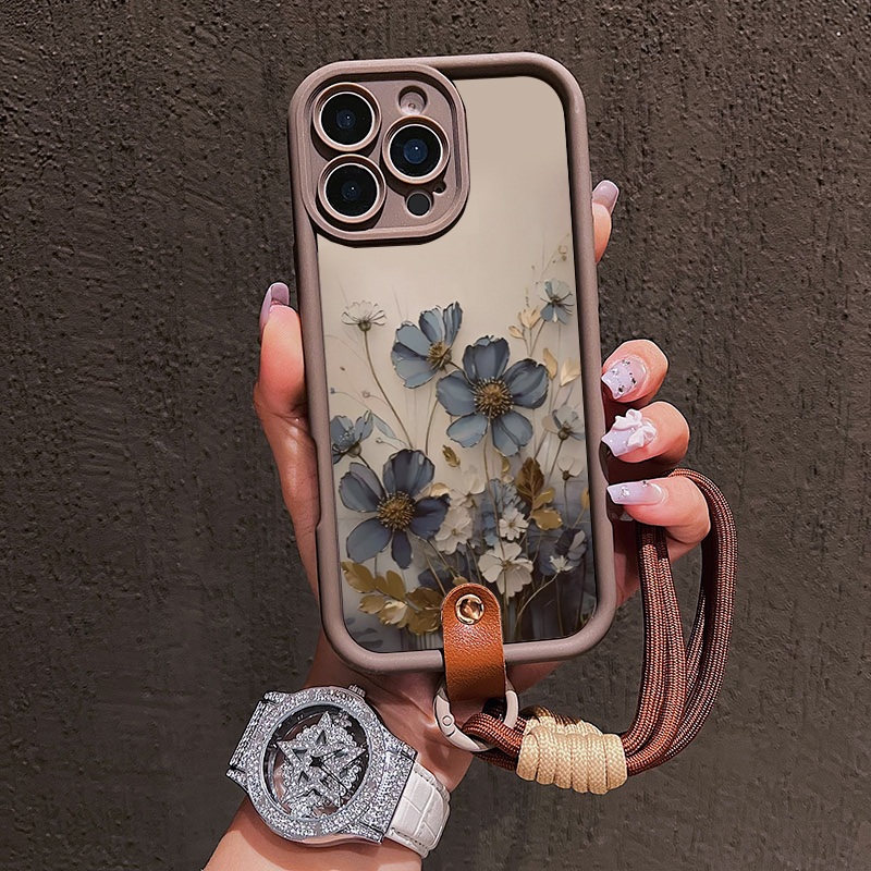Blauwe bloemen lanyard bandje  - Phone Cases With Straps recensie en prijs