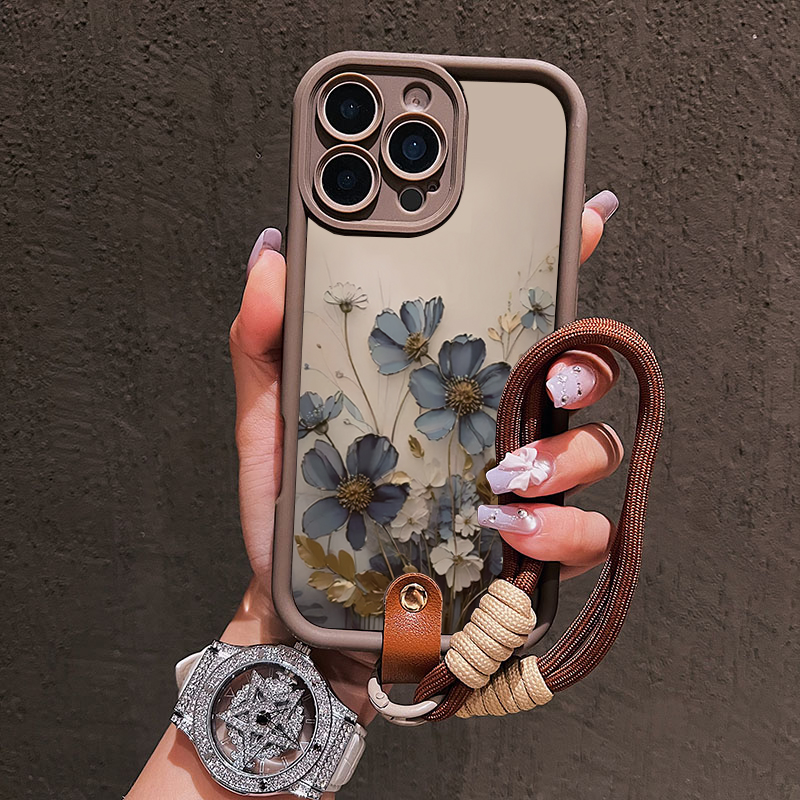 Blauwe bloemen lanyard bandje  - Phone Cases With Straps recensie en prijs