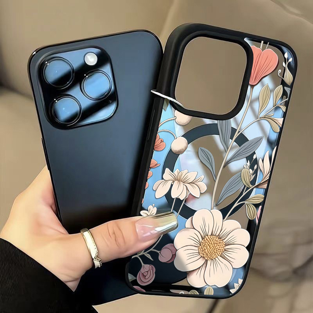 Zwarte Frame Bloemige Anti-val - Phone Cases Transparent recensie en prijs