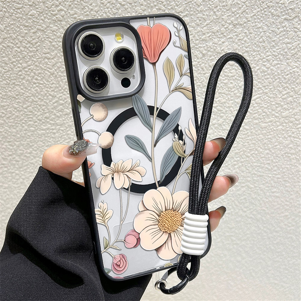 Zwarte Frame Bloemige Anti-val - Phone Cases Transparent recensie en prijs