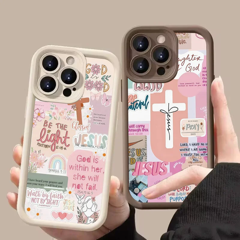 Slogan met roze kruis grafisch - Phone Cases Jesus recensie en prijs