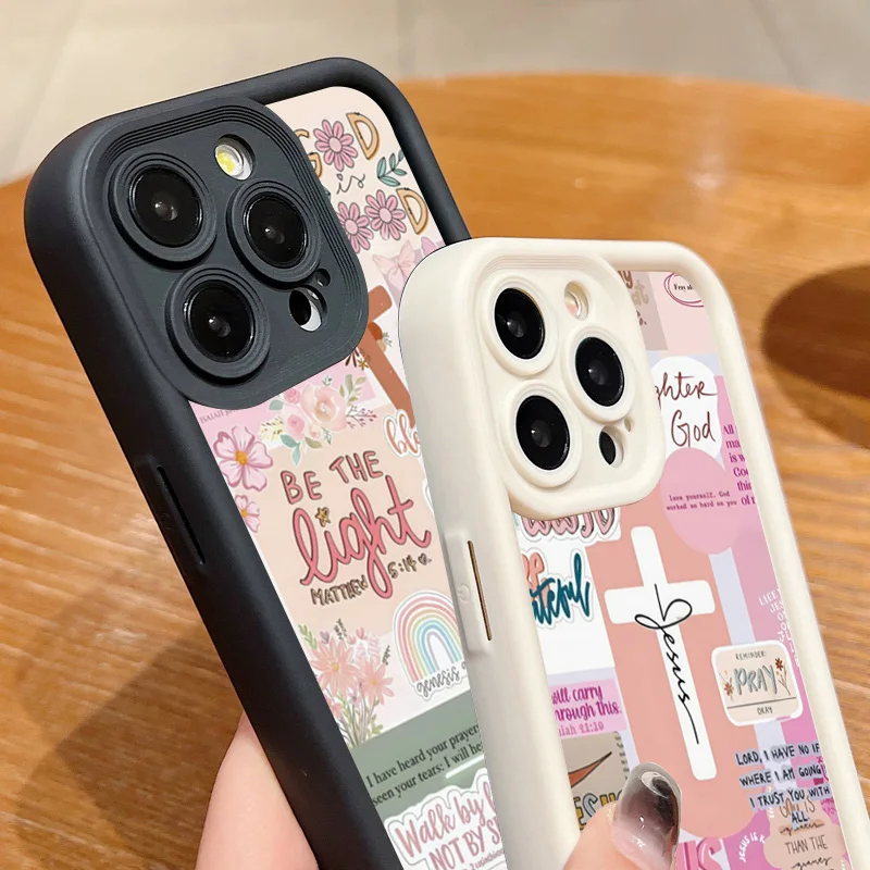 Slogan met roze kruis grafisch - Phone Cases Jesus recensie en prijs