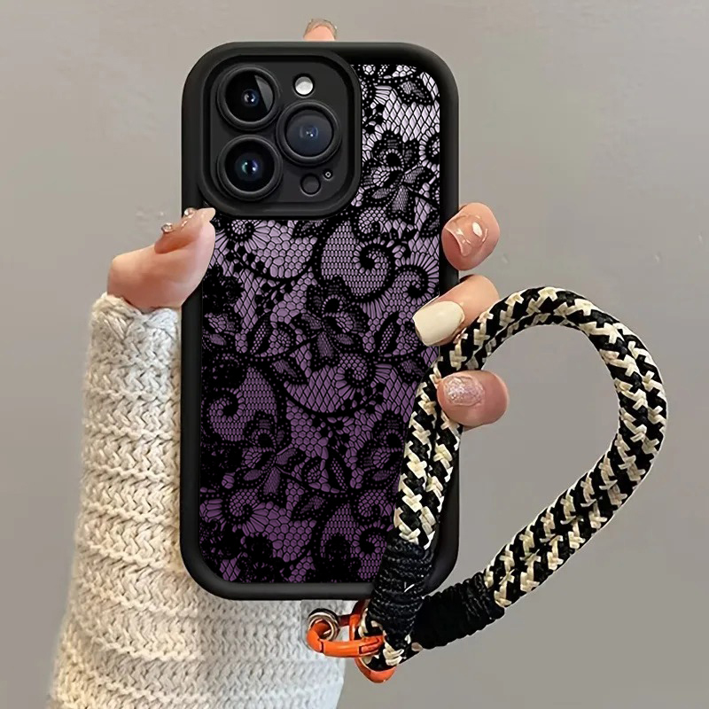 Zwarte paarse kant hangende ba - Phone Cases With Straps recensie en prijs
