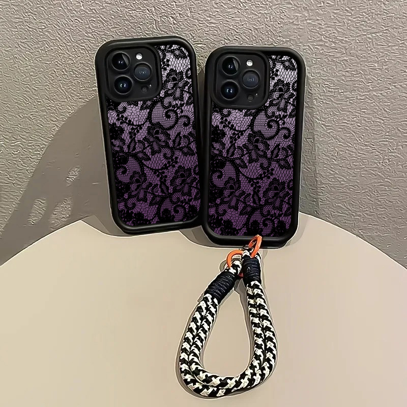 Zwarte paarse kant hangende ba - Phone Cases With Straps recensie en prijs