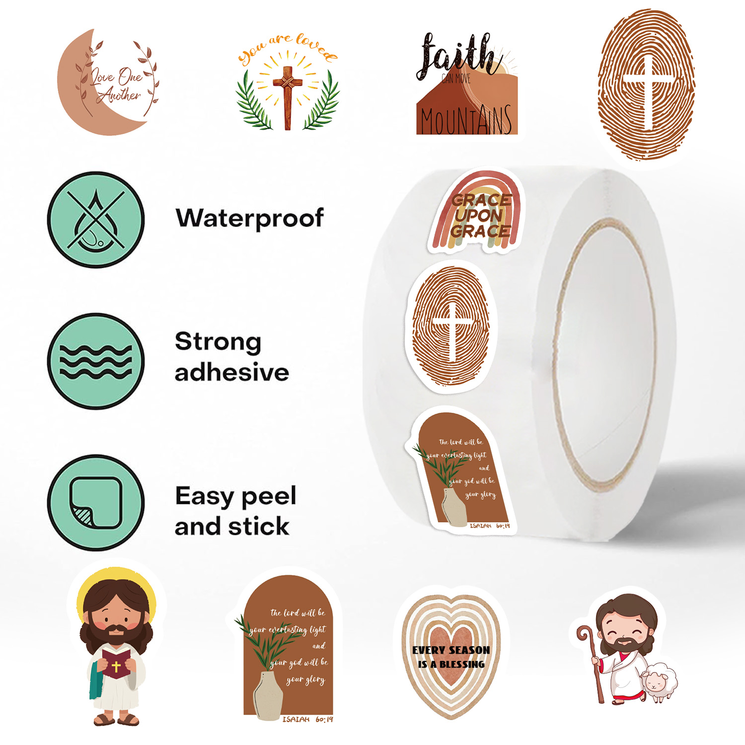 500 stuks/rol Jezus-stickers P - Phone Cases Jesus recensie en prijs