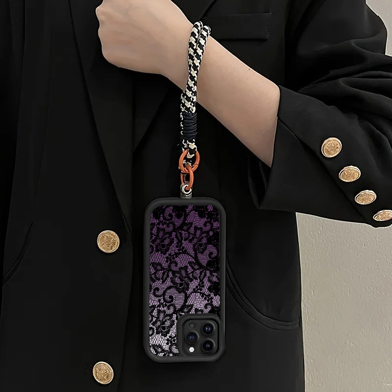 Zwarte paarse kant hangriem te - Phone Cases With Straps recensie en prijs