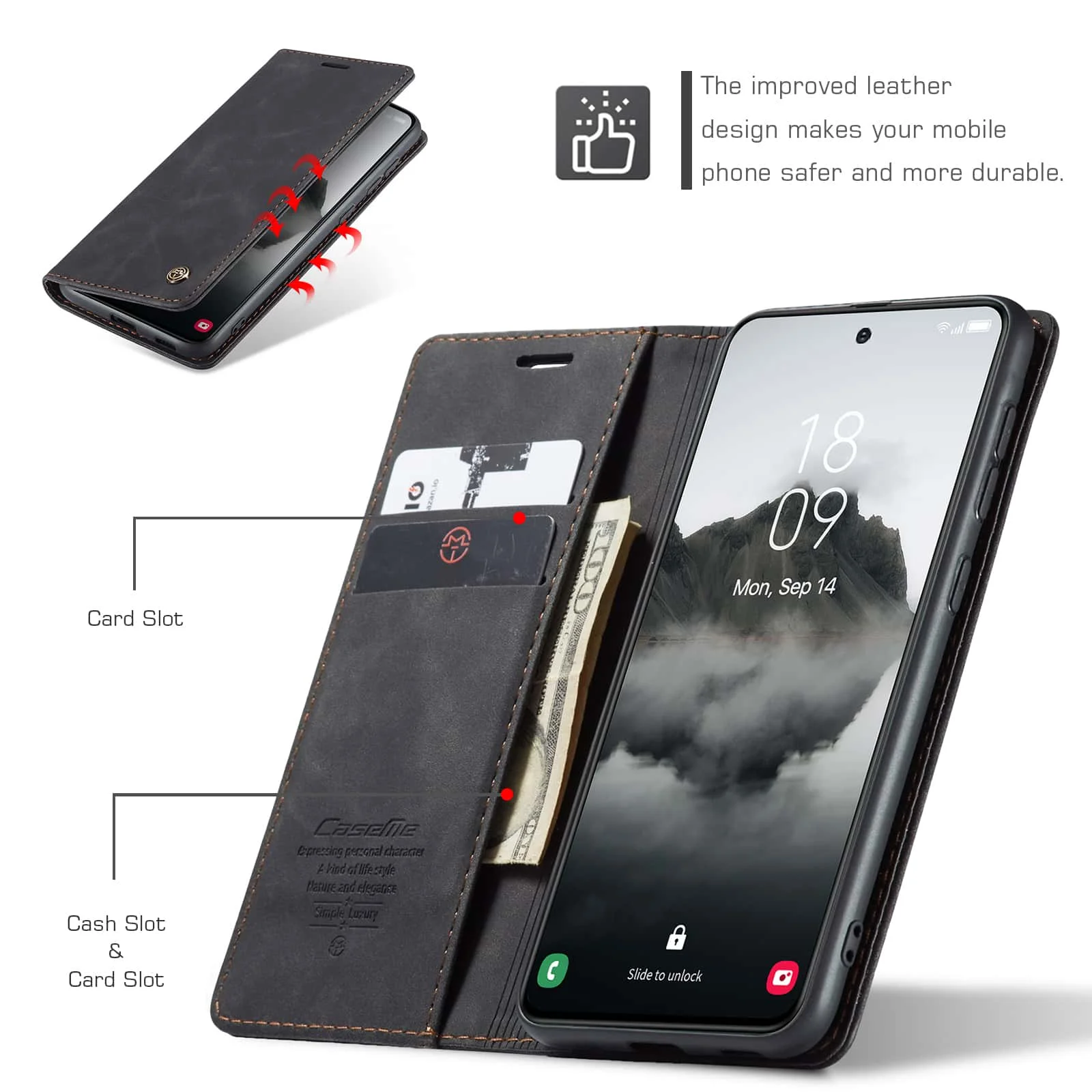 Retro lederen flipcase voor Sa - Leather Folio Wallet Case recensie en prijs