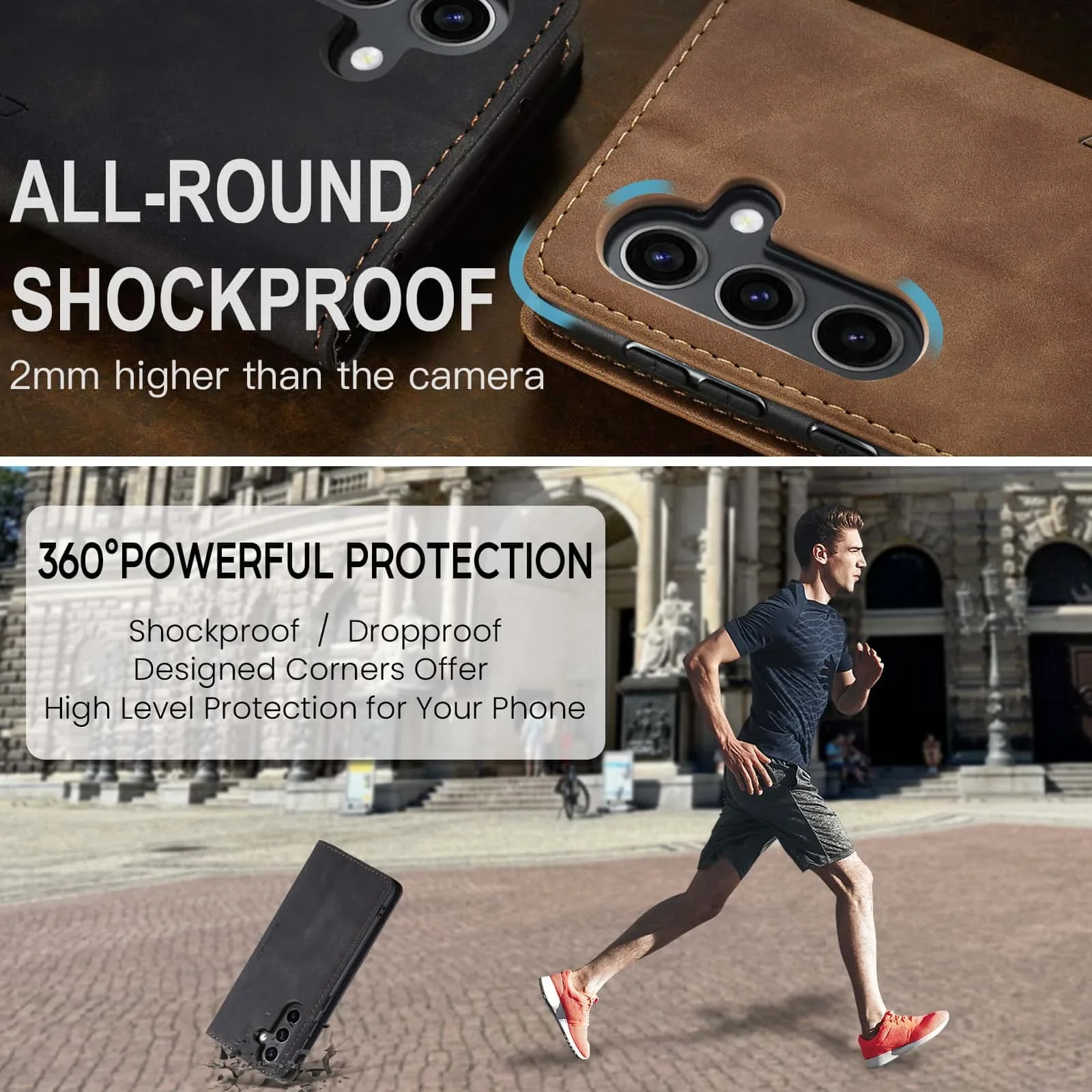 Retro lederen flipcase voor Sa - Leather Folio Wallet Case recensie en prijs