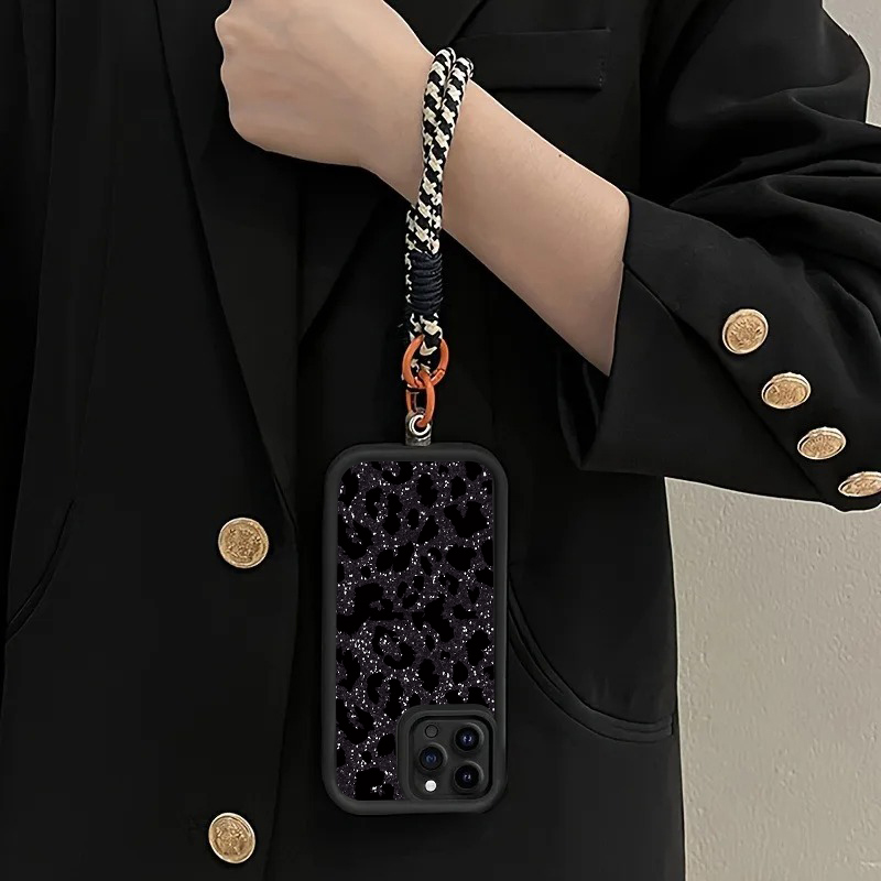 Zwarte gevlekte luipaard hangr - Phone Cases With Straps recensie en prijs